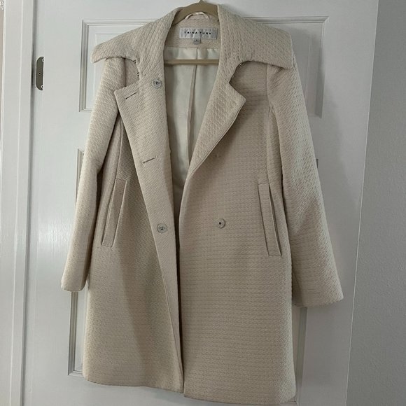 Trina Turk Textured Cream Winter Coat - Picture 7 of 12